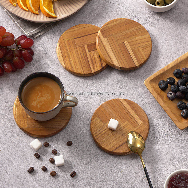 Woodsun Herringbone Custom Drink Coasters Set