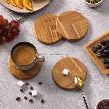 Woodsun Herringbone Custom Drink Coasters Set
