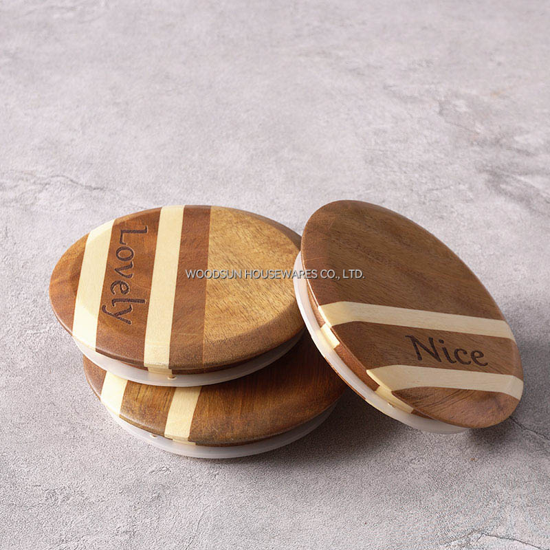 Woodsun Kitchen Tabletop Food Storage Glass Container Jars With Wooden Lids