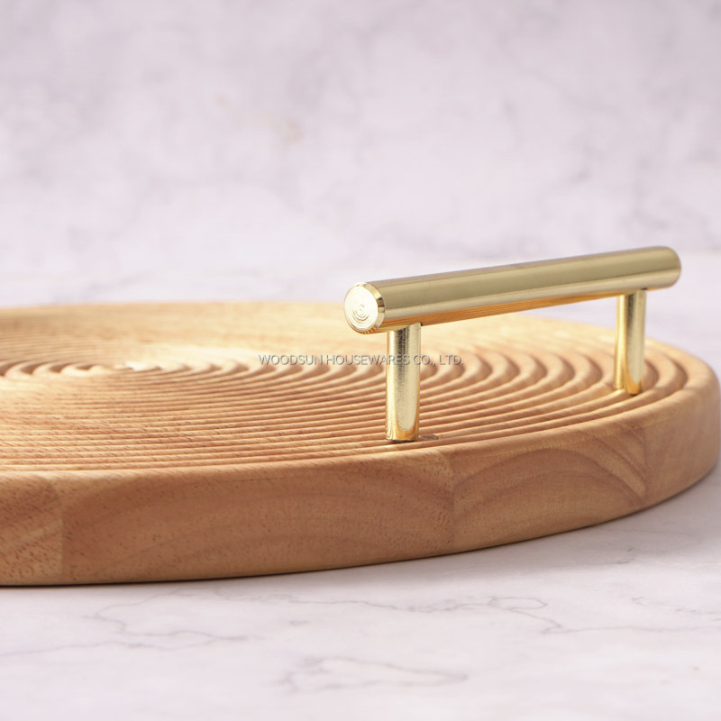 Woodsun 2025 Gift Rubber Wood Dessert Modern Round Serving Trays
