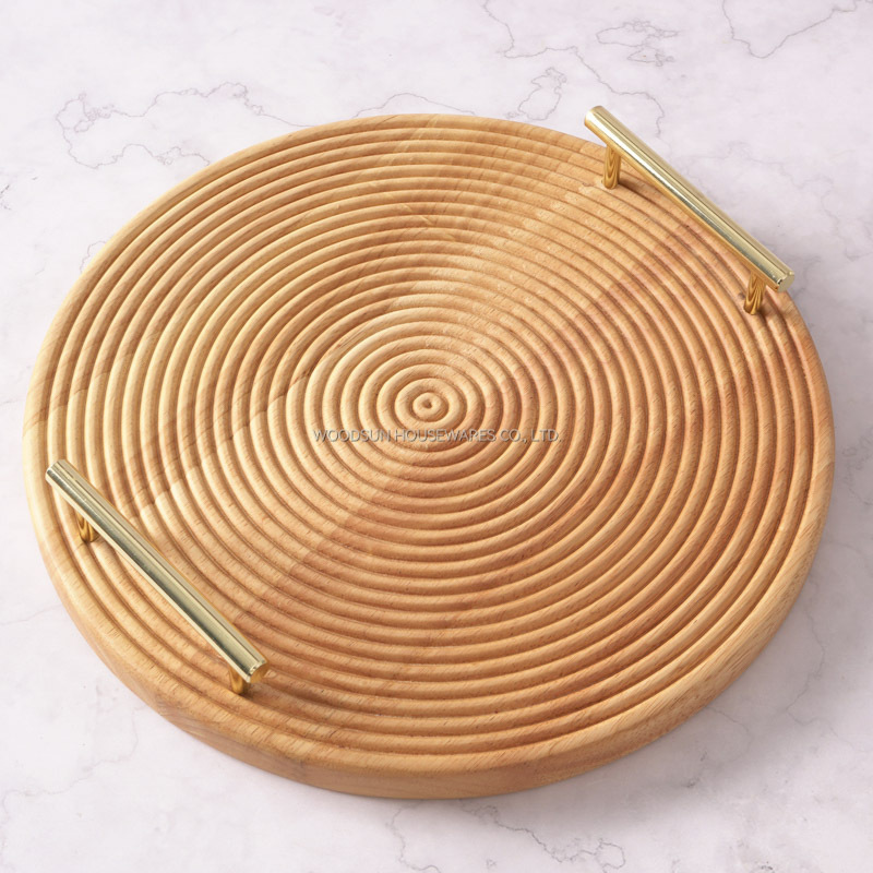 Woodsun 2025 Gift Rubber Wood Dessert Modern Round Serving Trays