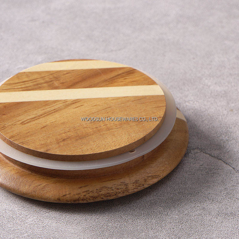 Woodsun Kitchen Tabletop Food Storage Glass Container Jars With Wooden Lids