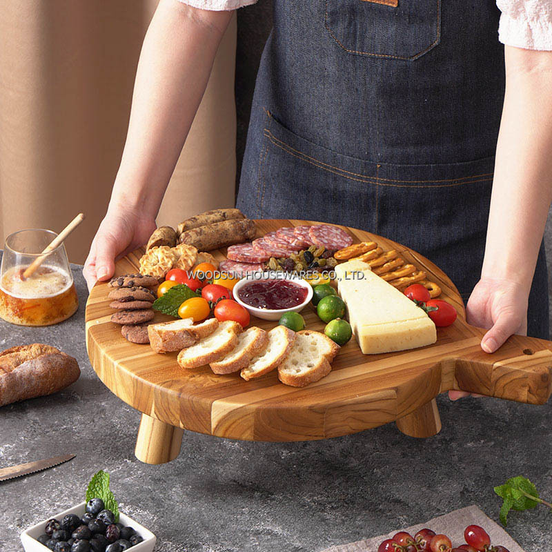 Woodsun Manufacturer Custom Serving Board Acacia Wood Cutting Boards Wholesale Pizza Cutting Board for Party