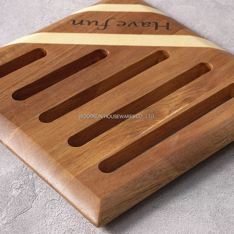 Woodsun Round Square Wooden Kitchen Utensils Acacia Poplar Wood Trivets