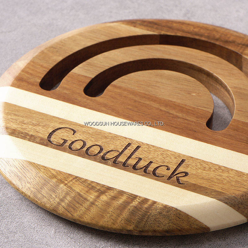 Woodsun Round Square Wooden Kitchen Utensils Acacia Poplar Wood Trivets
