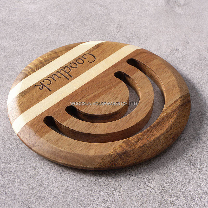 Woodsun Round Square Wooden Kitchen Utensils Acacia Poplar Wood Trivets