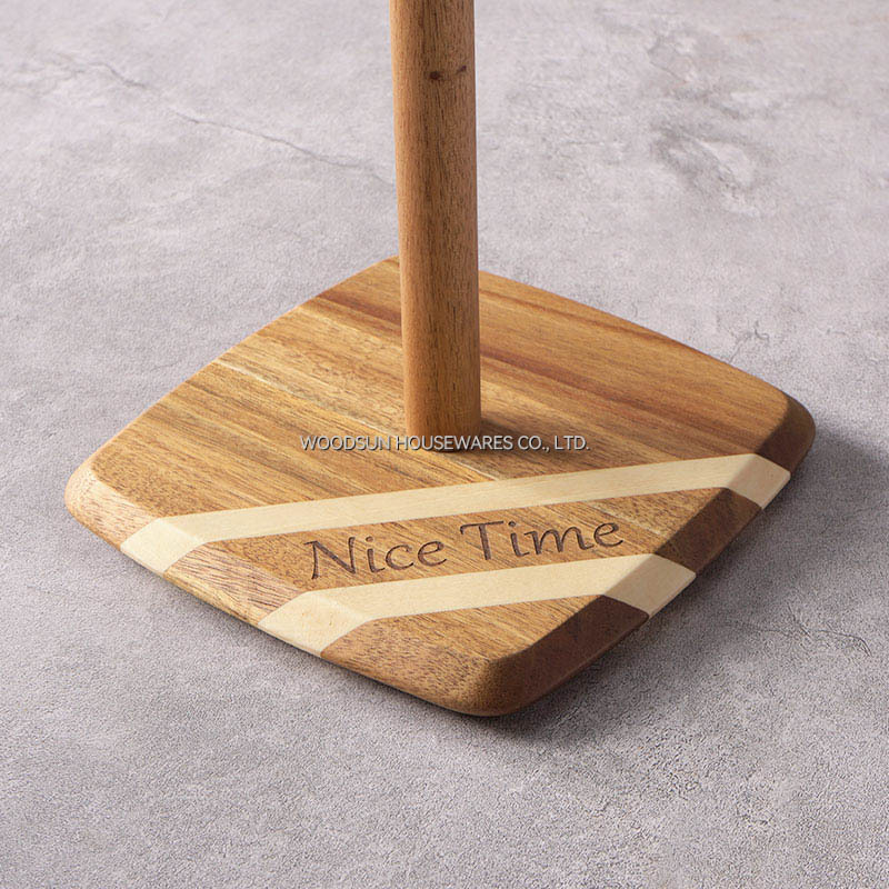 Woodsun Kitchen Wood Paper Towel Holder Bathroom Tissue Vertical Stand Disposable Paper Pot