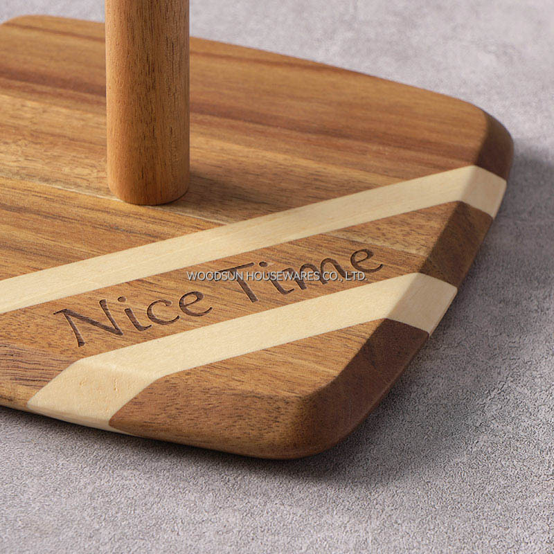 Woodsun Kitchen Wood Paper Towel Holder Bathroom Tissue Vertical Stand Disposable Paper Pot