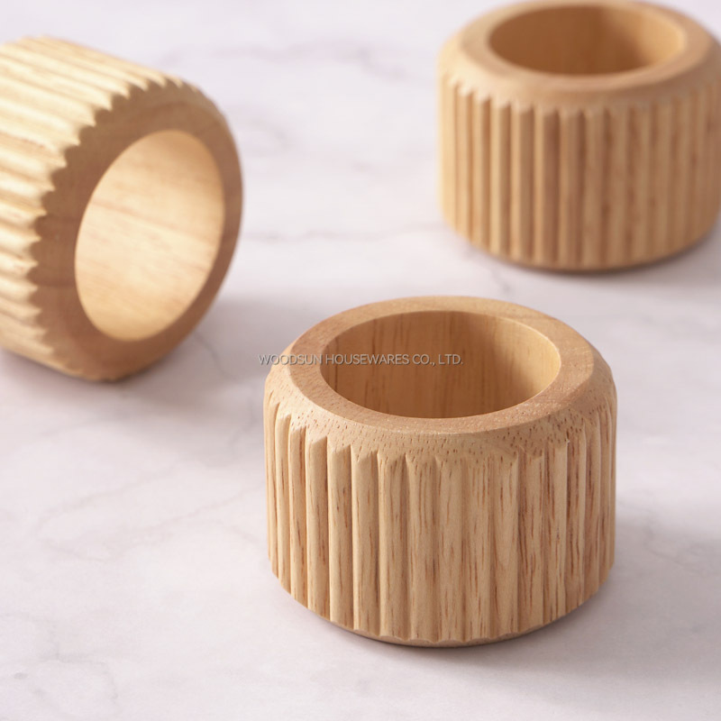Woodsun New Modern Stripes 2025 Wooden Napkin Ring Napkin Holder Set of 4