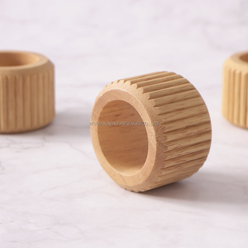 Woodsun New Modern Stripes 2025 Wooden Napkin Ring Napkin Holder Set of 4
