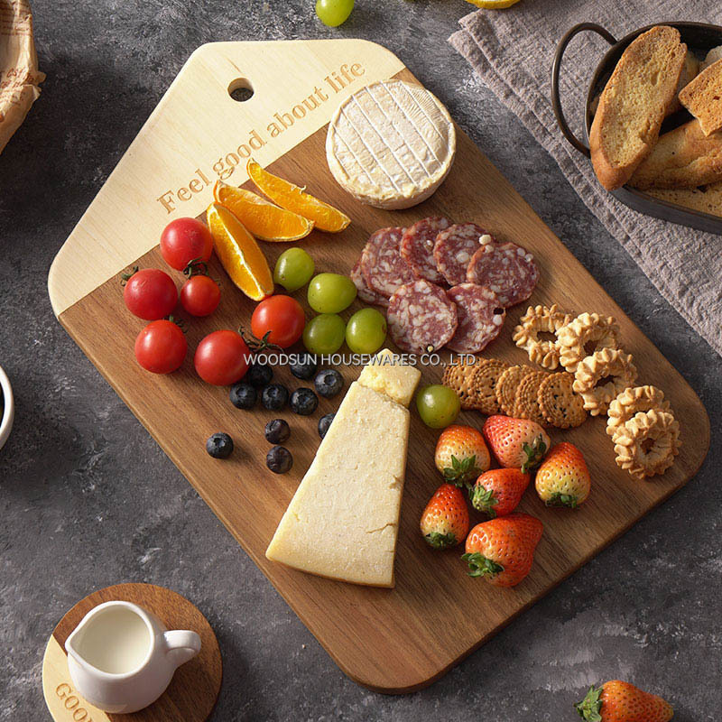 Woodsun Oblique Splicing Tabla De Servir Wood Board Serving Snack Tray Serving Plate