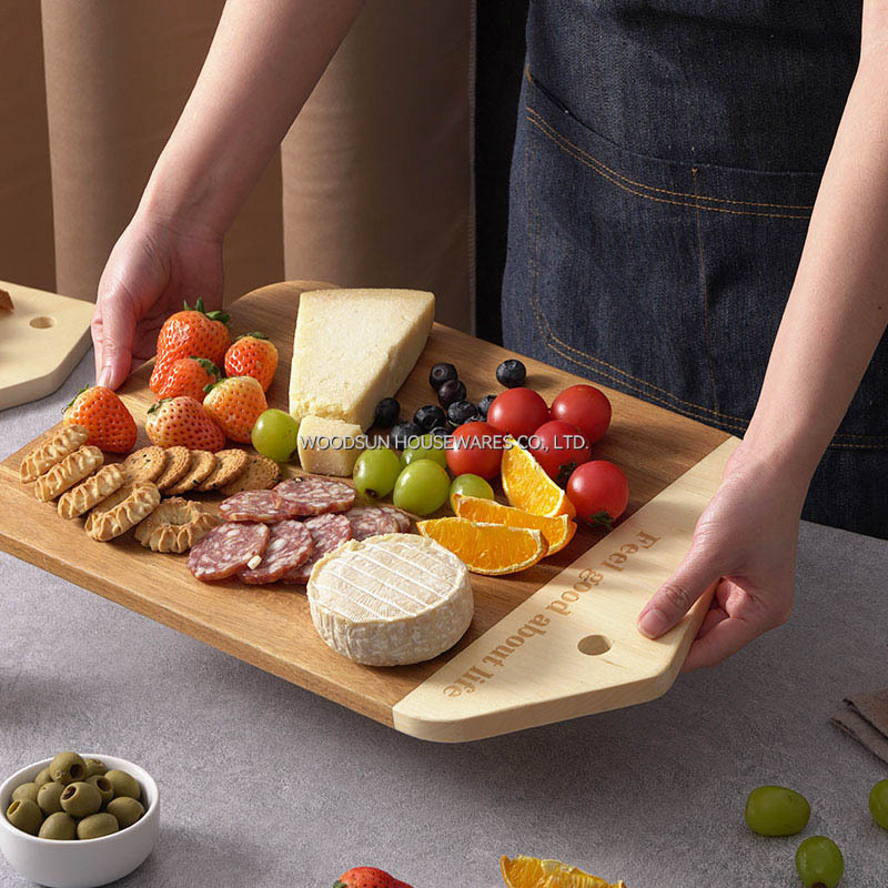 Woodsun Oblique Splicing Tabla De Servir Wood Board Serving Snack Tray Serving Plate