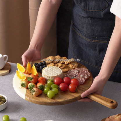 Woodsun Oblique Splicing Tabla De Servir Nordic Board Pizza Serving Tray With Legs