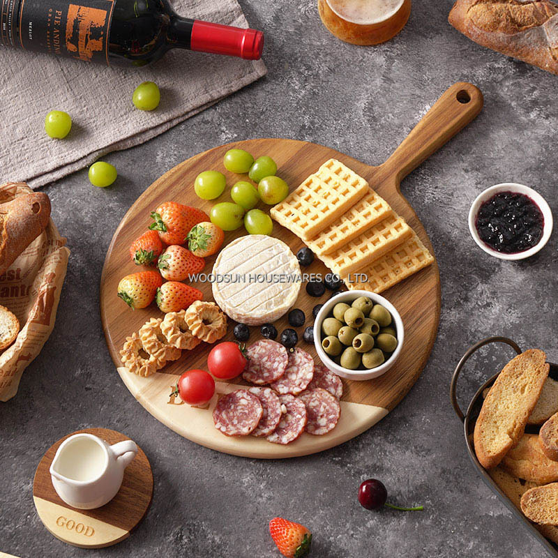 Woodsun Oblique Splicing Tabla De Servir Nordic Board Pizza Serving Tray With Legs