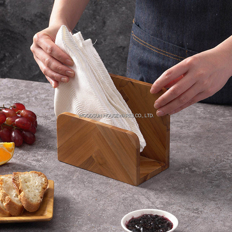 Woodsun Solid Wood Hot Sale Custom Wood Restaurant Kitchen Use Napkin Paper Holder Manufacturer