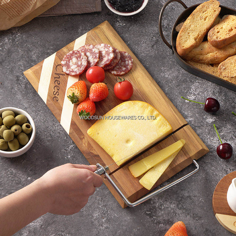 Woodsun Kaasplankje Papan Keju Tabla De Quesos Cheese Board Acacia Wood With Slicer