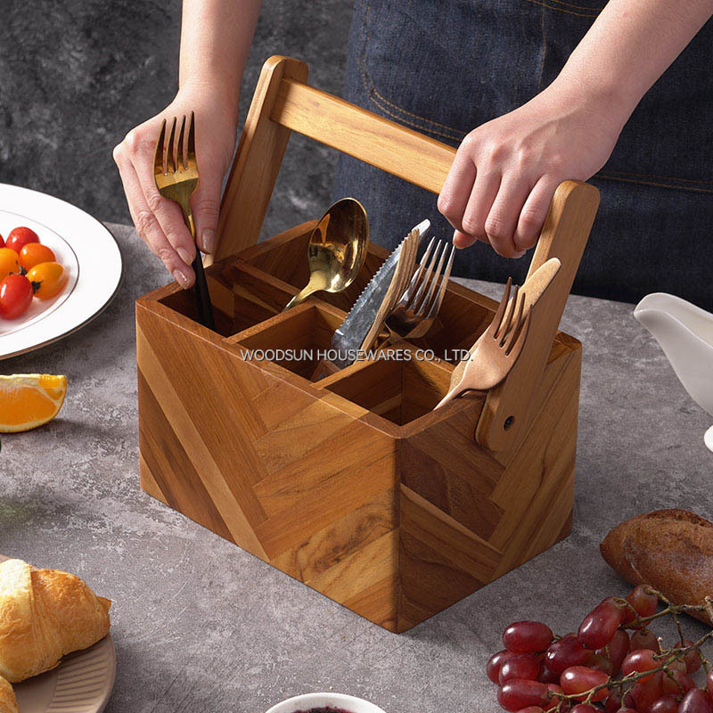 Woodsun Custom Manufacturer Cutlery Set Basket Fruit Bread Wood Gift Basket for 2025