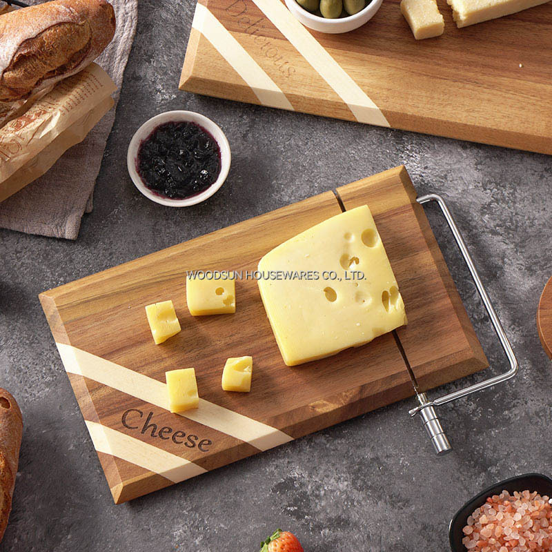 Woodsun Kaasplankje Papan Keju Tabla De Quesos Cheese Board Acacia Wood With Slicer