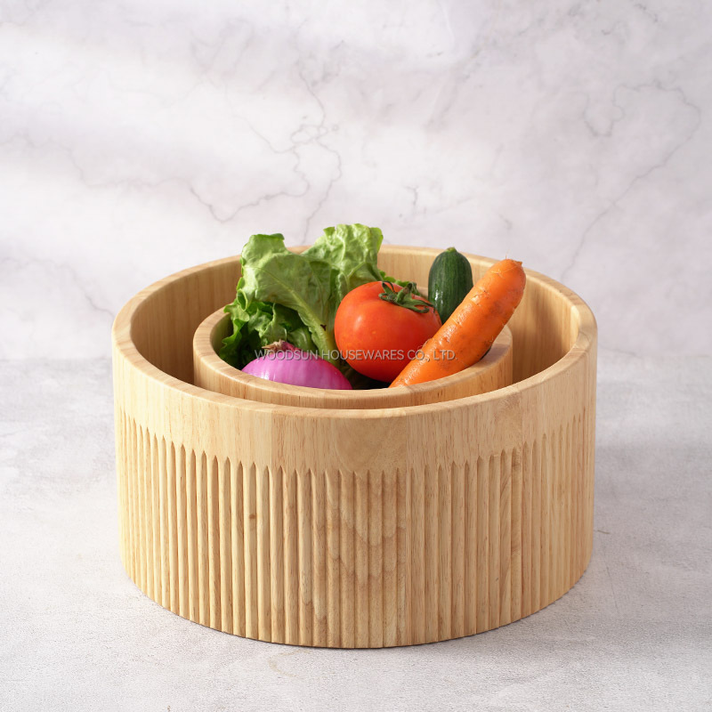 Woodsun 2025 New Design Healthy Wooden Salad Mixing Bowls