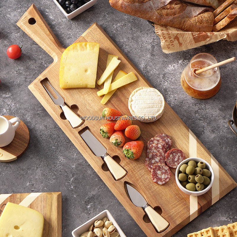 Woodsun Kaasplankje Papan Keju Cheese Cutter Charcuterie Cheese Board for Party