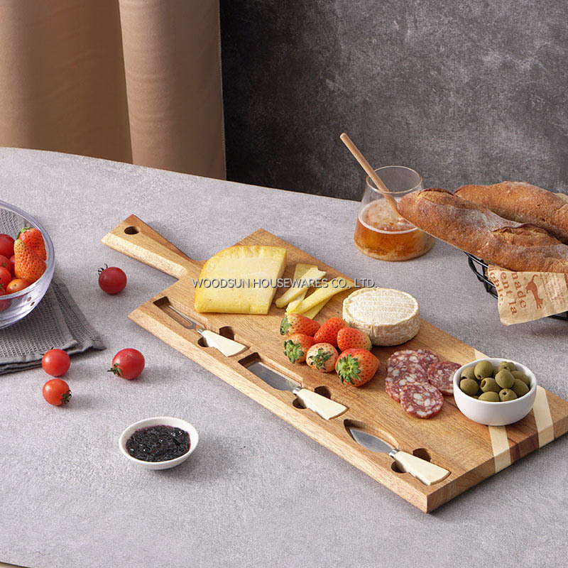 Woodsun Kaasplankje Papan Keju Cheese Cutter Charcuterie Cheese Board for Party