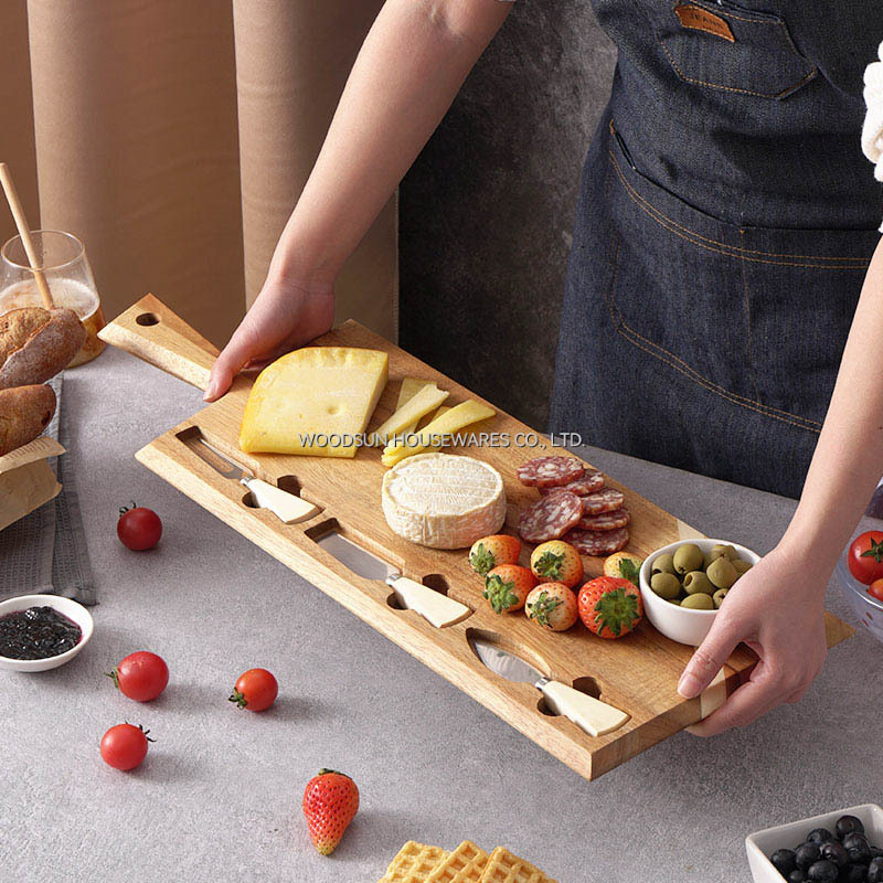 Woodsun Kaasplankje Papan Keju Cheese Cutter Charcuterie Cheese Board for Party