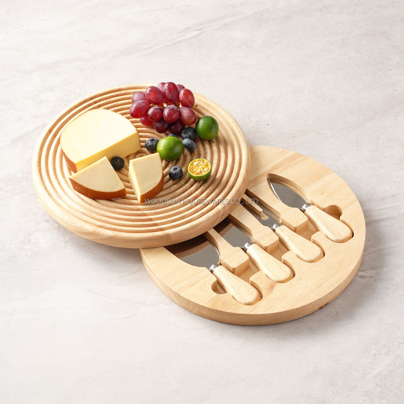 Woodsun 2025 Gift Modern Stripes Serving Cutting Cheese Board Charcuterie Board Box