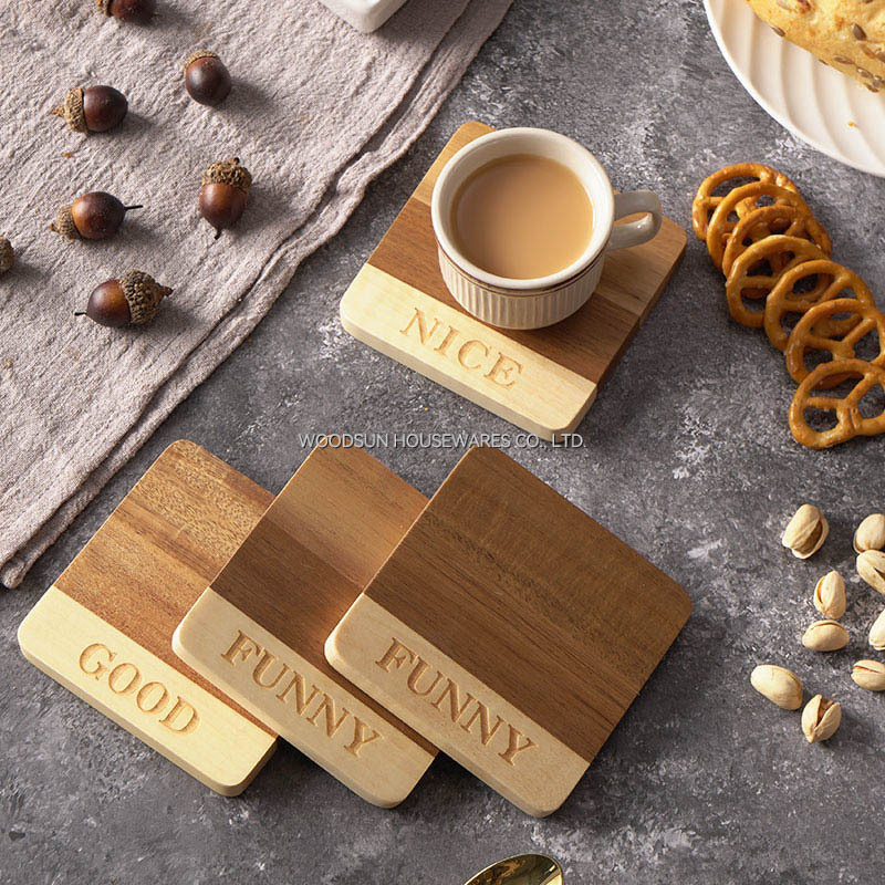 Woodsun Professional Supplier Lettering Table Coasters Wood for Coffee Table