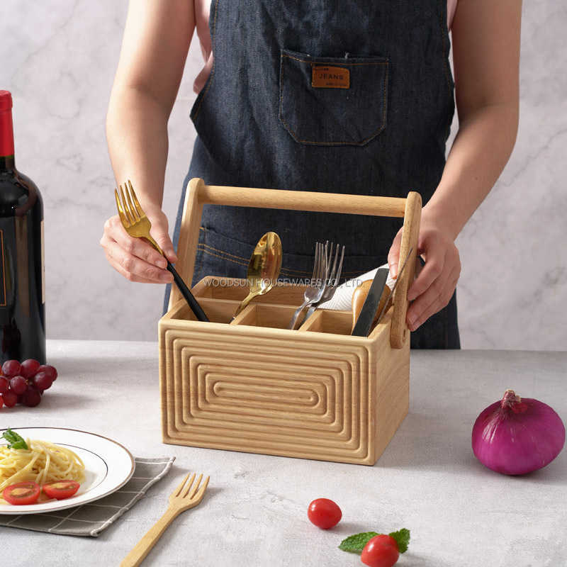 Woodsun Custom Manufacturer Utensil Caddy Wooden Fruit Basket Wood For Gift