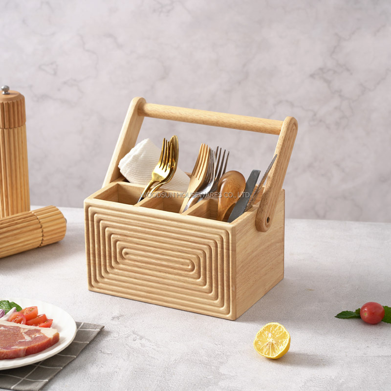 Woodsun Custom Manufacturer Utensil Caddy Wooden Fruit Basket Wood For Gift