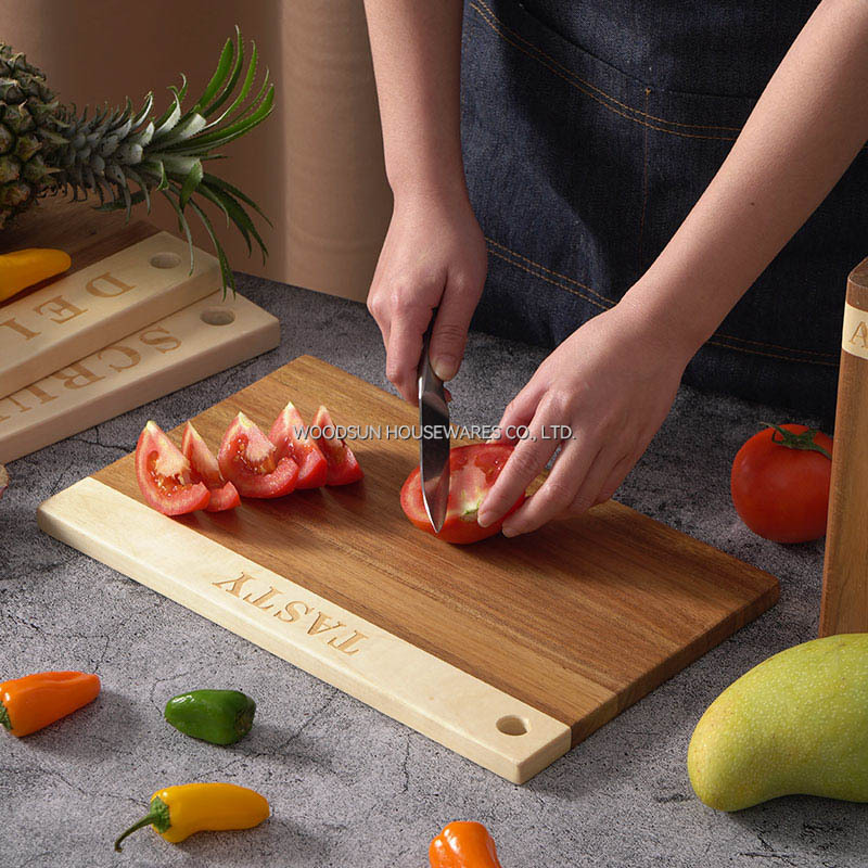 Woodsun Wedding Acacia Poplar Wood Cutting Board With Hanging Hole Handle Wooden Serve Board