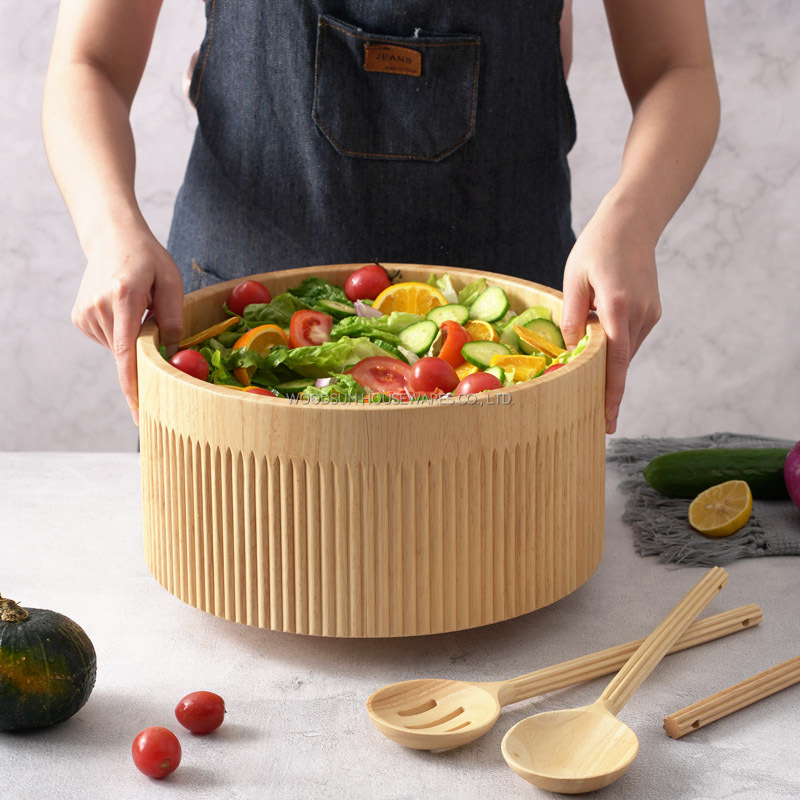 Woodsun 2025 New Design Healthy Wooden Salad Mixing Bowls