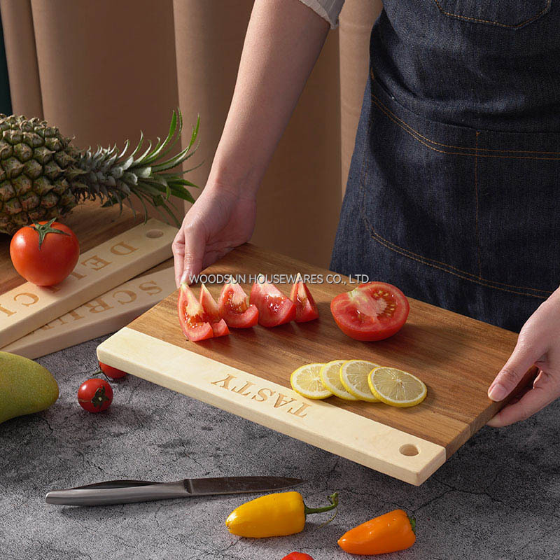 Woodsun Wedding Acacia Poplar Wood Cutting Board With Hanging Hole Handle Wooden Serve Board