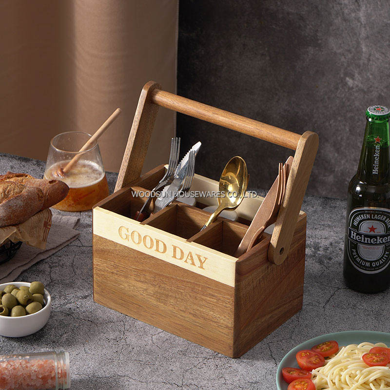 Woodsun Oblique Splicing Fruit Basket Wood With Wooden Handle
