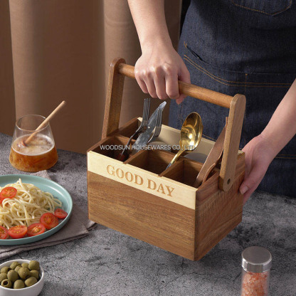 Woodsun Oblique Splicing Fruit Basket Wood With Wooden Handle