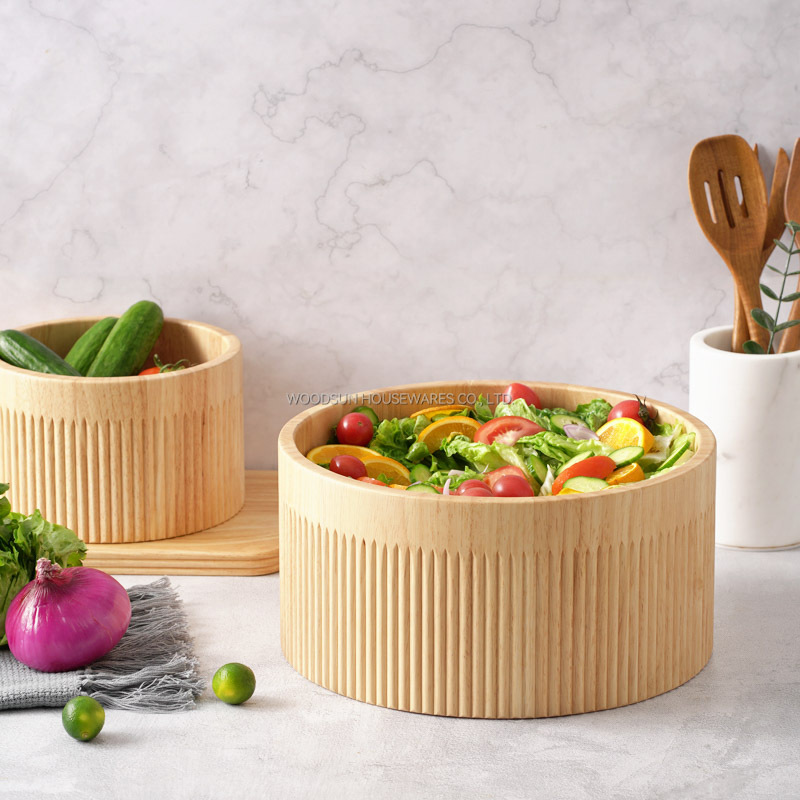 Woodsun 2025 New Design Healthy Wooden Salad Mixing Bowls