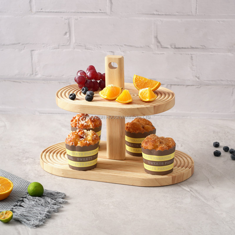 Woodsun Manufacturer Present 2 Layers Cup Cake Plate Stand Display For Party Wedding