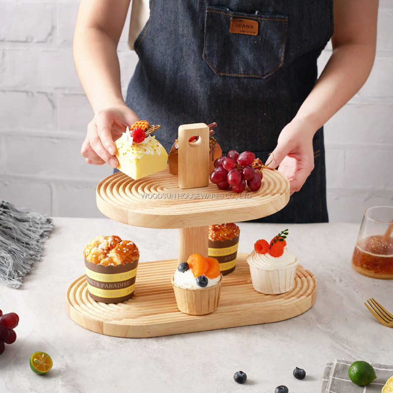 Woodsun Manufacturer Present 2 Layers Cup Cake Plate Stand Display For Party Wedding