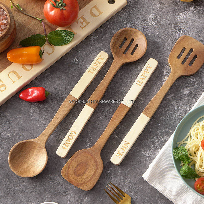 Woodsun Kochutensilien Spatel Cuchara Wooden Utensils Spatula Spoon for Cooking