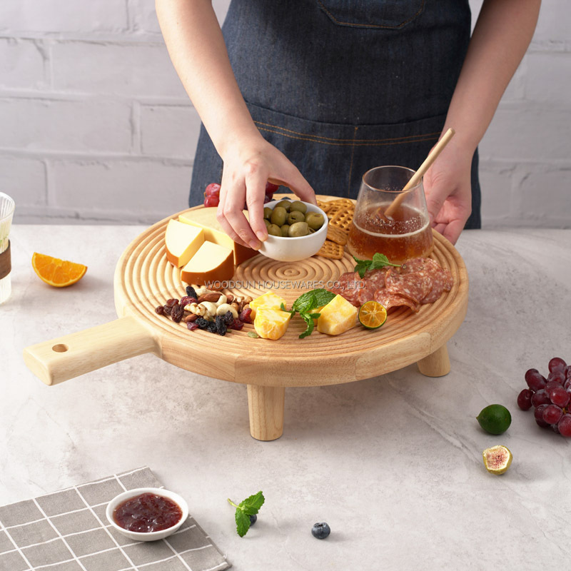 Woodsun 2025 Gift Party Tabla De Cortar Round Wood Charcuterie Boards Cutting Board