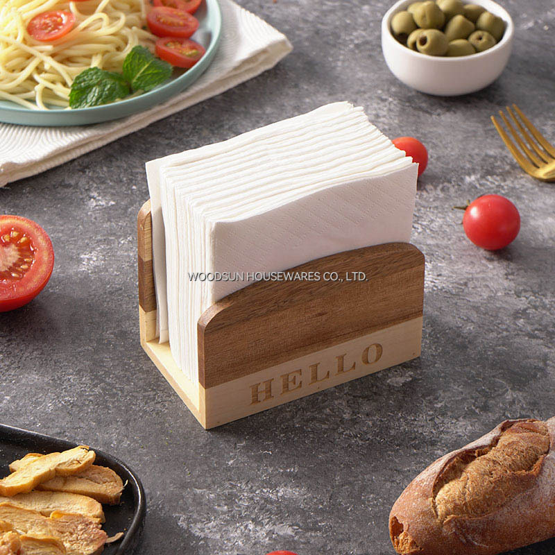 Woodsun Oblique Splicing Tissue Box Wood Serviette Napkin Holders