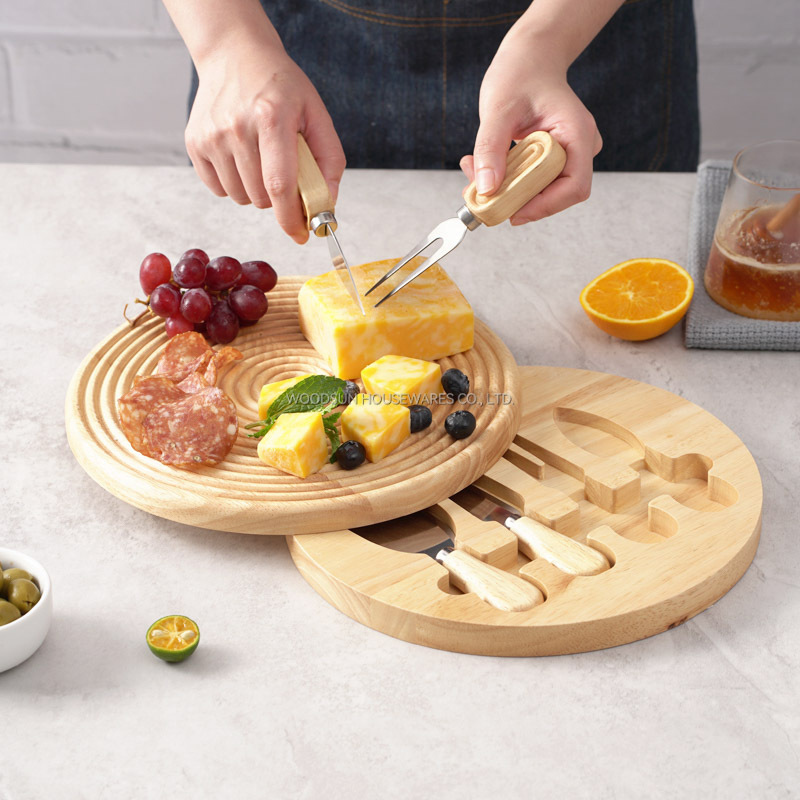 Woodsun 2025 Gift Modern Stripes Serving Cutting Cheese Board Charcuterie Board Box