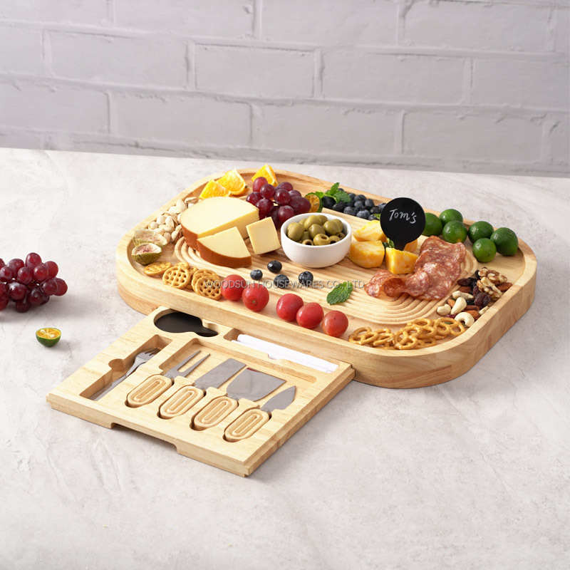 Woodsun 2025 Gift Modern Stripes Cheese Board Knife Set Cheese Trays