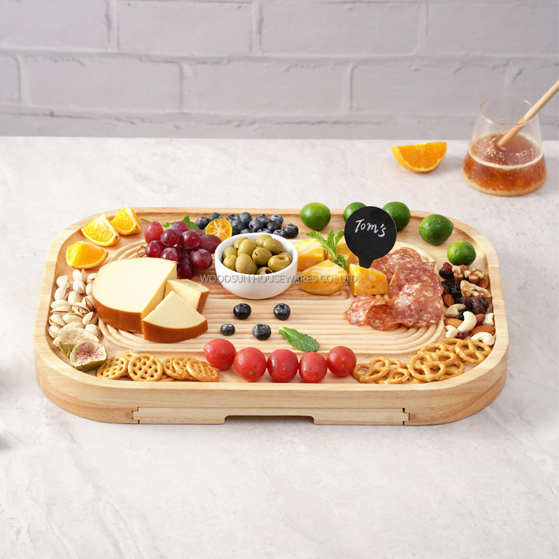 Woodsun 2025 Gift Modern Stripes Cheese Board Knife Set Cheese Trays