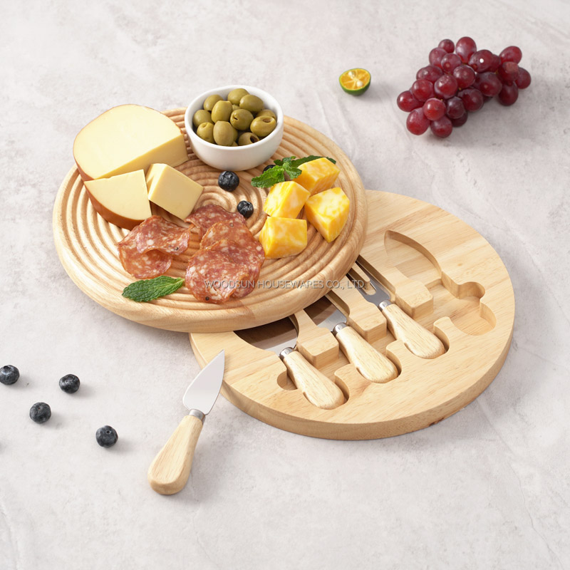 Woodsun 2025 Gift Modern Stripes Serving Cutting Cheese Board Charcuterie Board Box