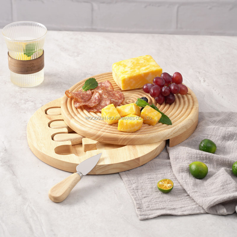 Woodsun 2025 Gift Modern Stripes Serving Cutting Cheese Board Charcuterie Board Box