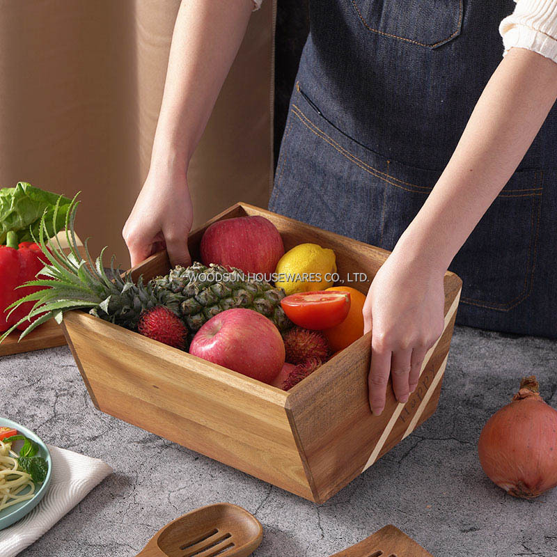 Woodsun Large Capacity Custom Wooden Mixing Salad Bowl Gifts for Women