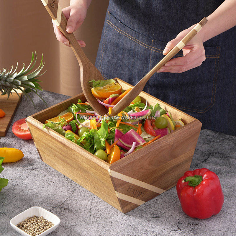Woodsun Large Capacity Custom Wooden Mixing Salad Bowl Gifts for Women