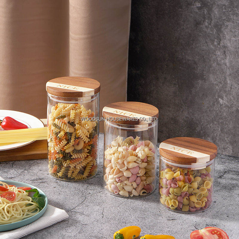 Woodsun Acacia Poplar Wood Wood Canister Tea Containers With Lids