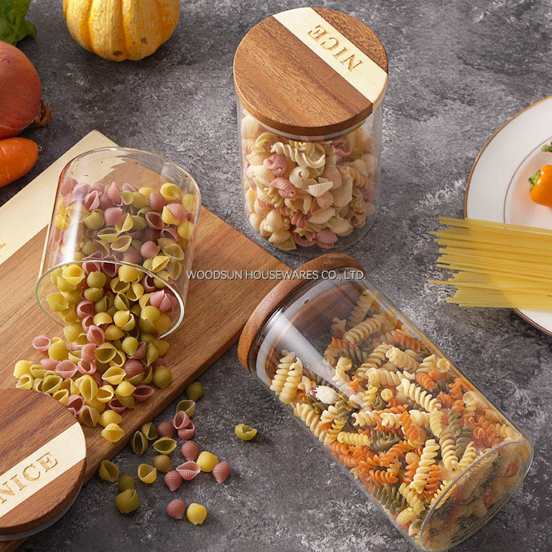 Woodsun Acacia Poplar Wood Wood Canister Tea Containers With Lids